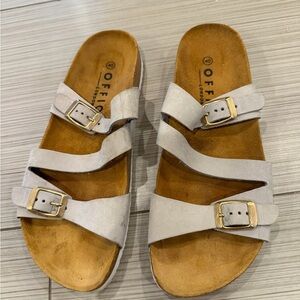 Office London Women's Gray Buckle Sandals
